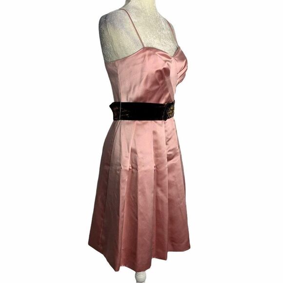Vintage Pleated Sleeveless Mini Dress 4 Pink - Picture 5 of 8